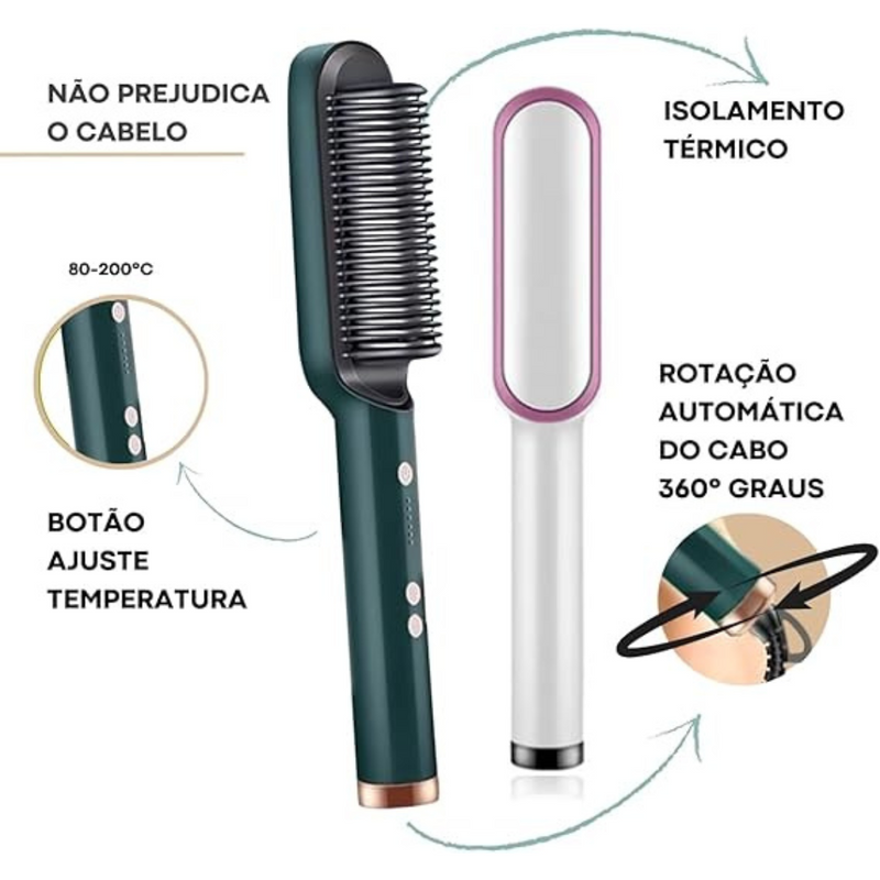 Escova Alisadora Elétrica Bivolt – Verde