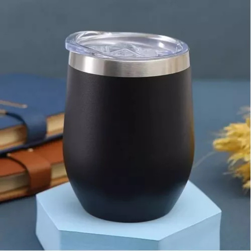 Copo Cuia Térmico Inox com Tampa Antivazamento (360 ml) – Preto