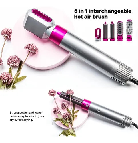 Escova Secadora de Cabelo 5 em 1 Multifuncional – PINK/PRATA
