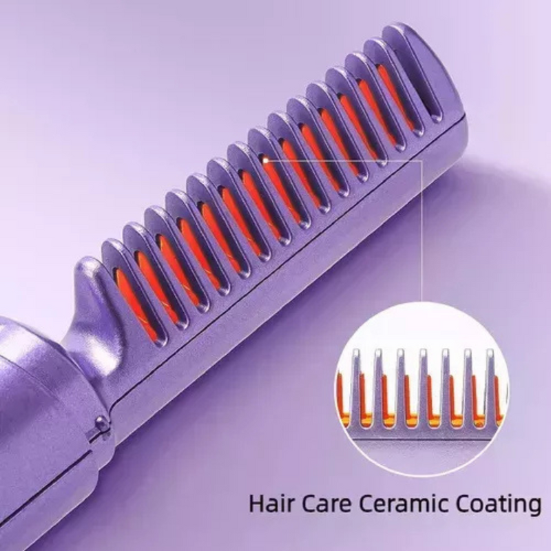 Mini Pente Alisador Capilar Elétrico Portátil Bivolt – Rosa ou Roxo