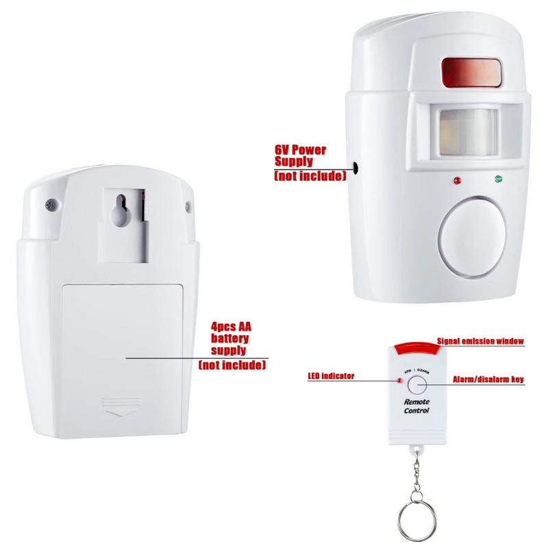 Conjunto de Alarme com Sensor Infravermelho + 2 Controles Remotos