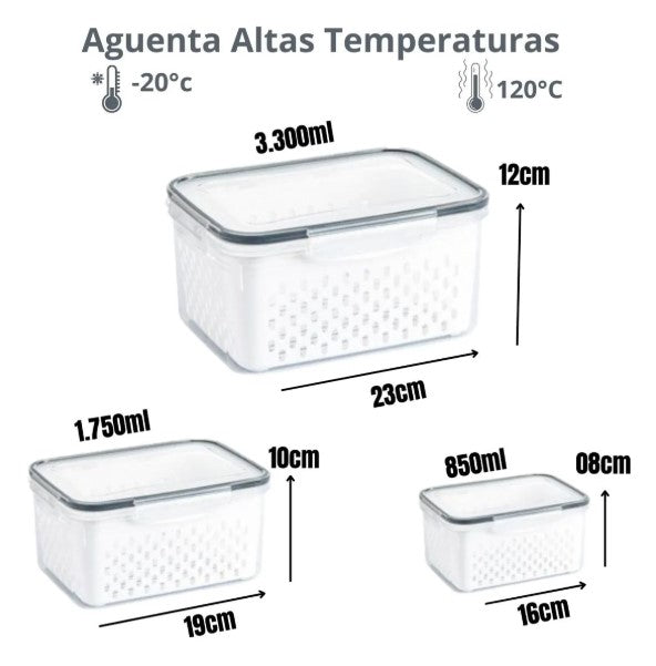 Conjunto Hermético para Alimentos (3 Potes com Tampa) – BM-F1040
