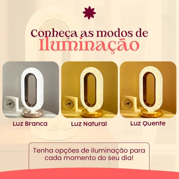 Luminária Abajur Cristal LED Touch Recarregável USB – Retrô