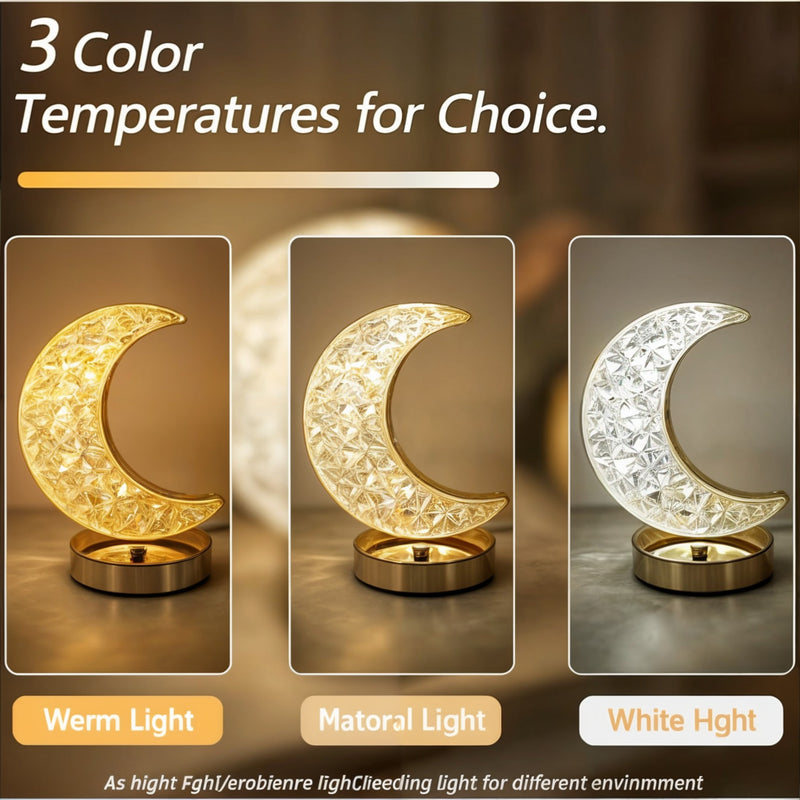 LUA - Luminária Abajur Cristal LED Touch Recarregável USB