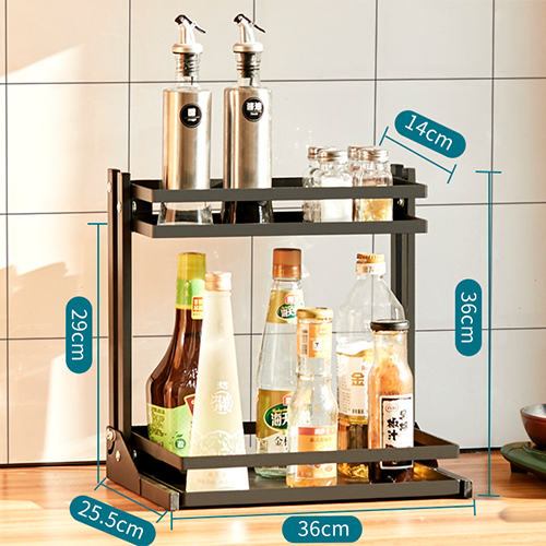 Compact Spice Organizer Countertop Multi-tier Easy Setup Holder Stand Kitchen Counter Storage