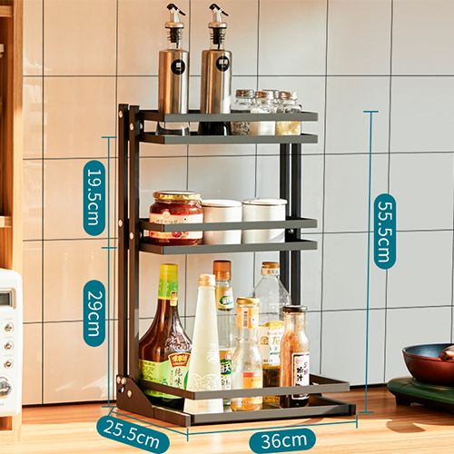 Compact Spice Organizer Countertop Multi-tier Easy Setup Holder Stand Kitchen Counter Storage
