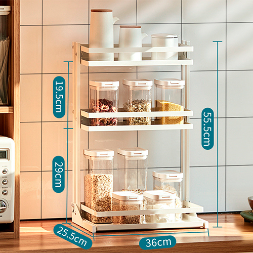 Compact Spice Organizer Countertop Multi-tier Easy Setup Holder Stand Kitchen Counter Storage