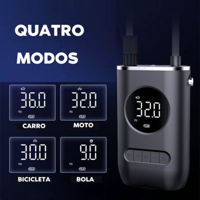 Mini Compressor de Ar Digital Portátil – Para Carro, Bike, Moto e Mais