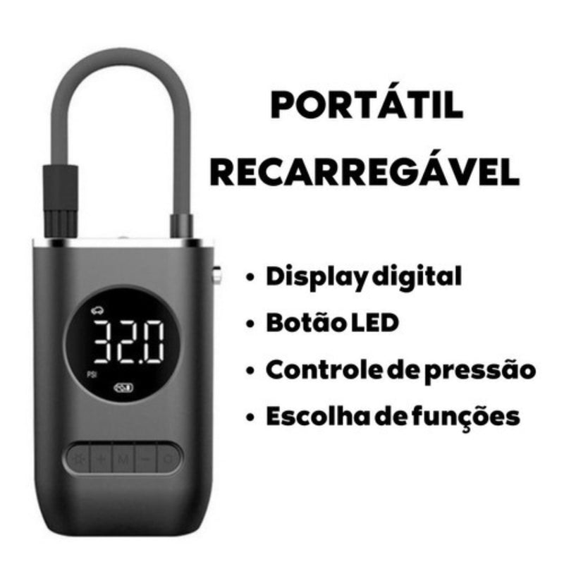 Mini Compressor de Ar Digital Portátil – Para Carro, Bike, Moto e Mais