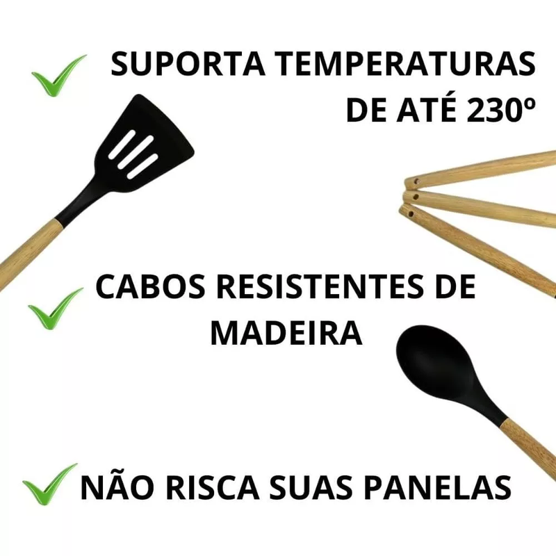 Conjunto de Utensílios de Cozinha Completo – 19 Peças – Preto